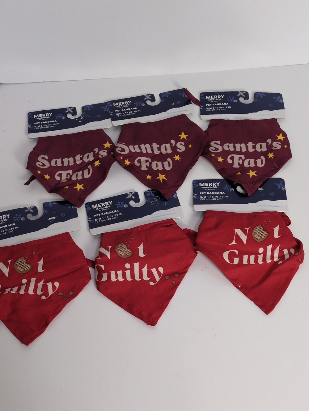 NWT Merry Makings Christmas Dog Bandana Lot 6 Small Medium Santa Fav Not Guilty